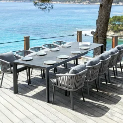 Table de jardin extensible en aluminium 12 places (195/300 x 96 cm) Amalfi Gris anthracite