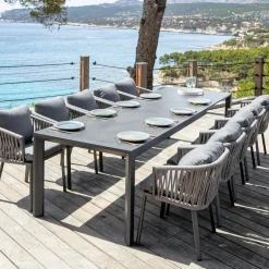 Table de jardin extensible en aluminium 12 places (195/300 x 96 cm) Amalfi Gris anthracite