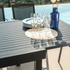Table de jardin extensible aluminium 12 places (200/320 x 100 cm) Murano Gris anthracite