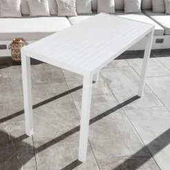 Table de jardin haute en aluminium 6 places (160 x H105 cm) Murano Blanc
