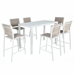 Table de jardin haute en aluminium 6 places (160 x H105 cm) Murano Blanc