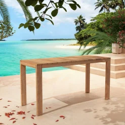 Table de jardin haute en bois d'acacia 8 places (203 x H105 cm) Bornéo Naturel