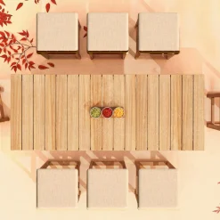 Table de jardin haute en bois d'acacia 8 places (203 x H105 cm) Bornéo Naturel