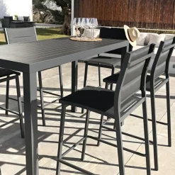 Table de jardin haute en aluminium 6 places (160 x H105 cm) Murano Gris anthracite