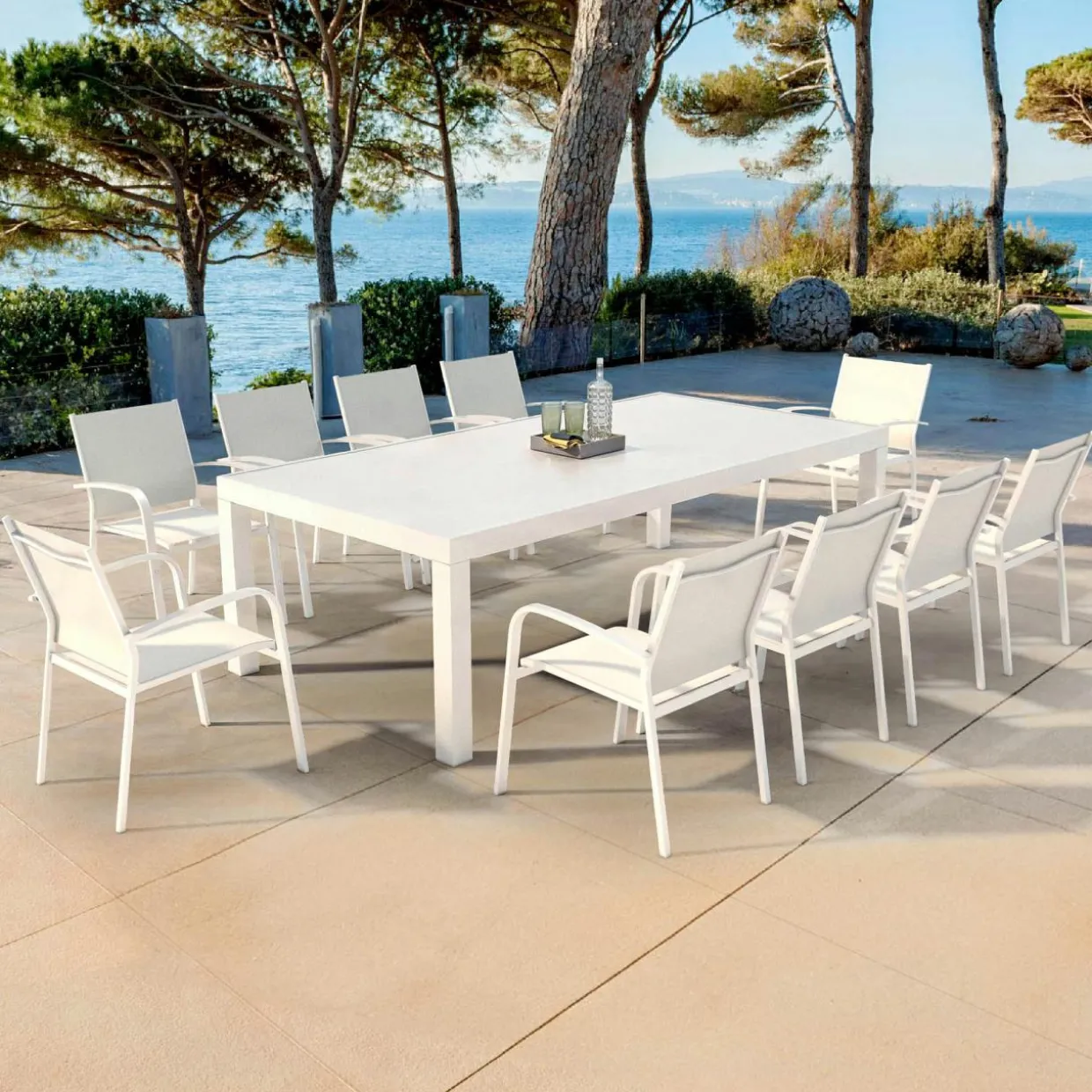 Table de jardin rectangulaire aluminium 10 places (240 x 120 cm) Murano Blanc