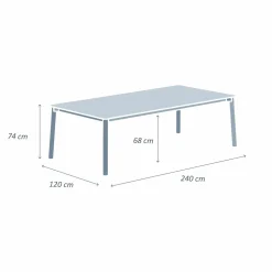 Table de jardin rectangulaire en aluminium 10 places (240 x 120 cm) Monte Carlo Blanc