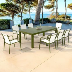 Table de jardin rectangulaire aluminium 8 places (210 x 100 cm) Murano Vert olive