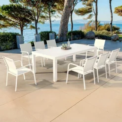 Table de jardin rectangulaire aluminium 8 places (210 x 100 cm) Murano Blanc
