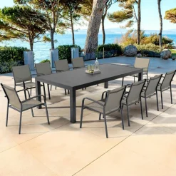 Table de jardin rectangulaire aluminium 10 places (240 x 120 cm) Murano Gris anthracite