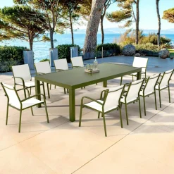 Table de jardin rectangulaire aluminium 10 places (240 x 120 cm) Murano Vert olive
