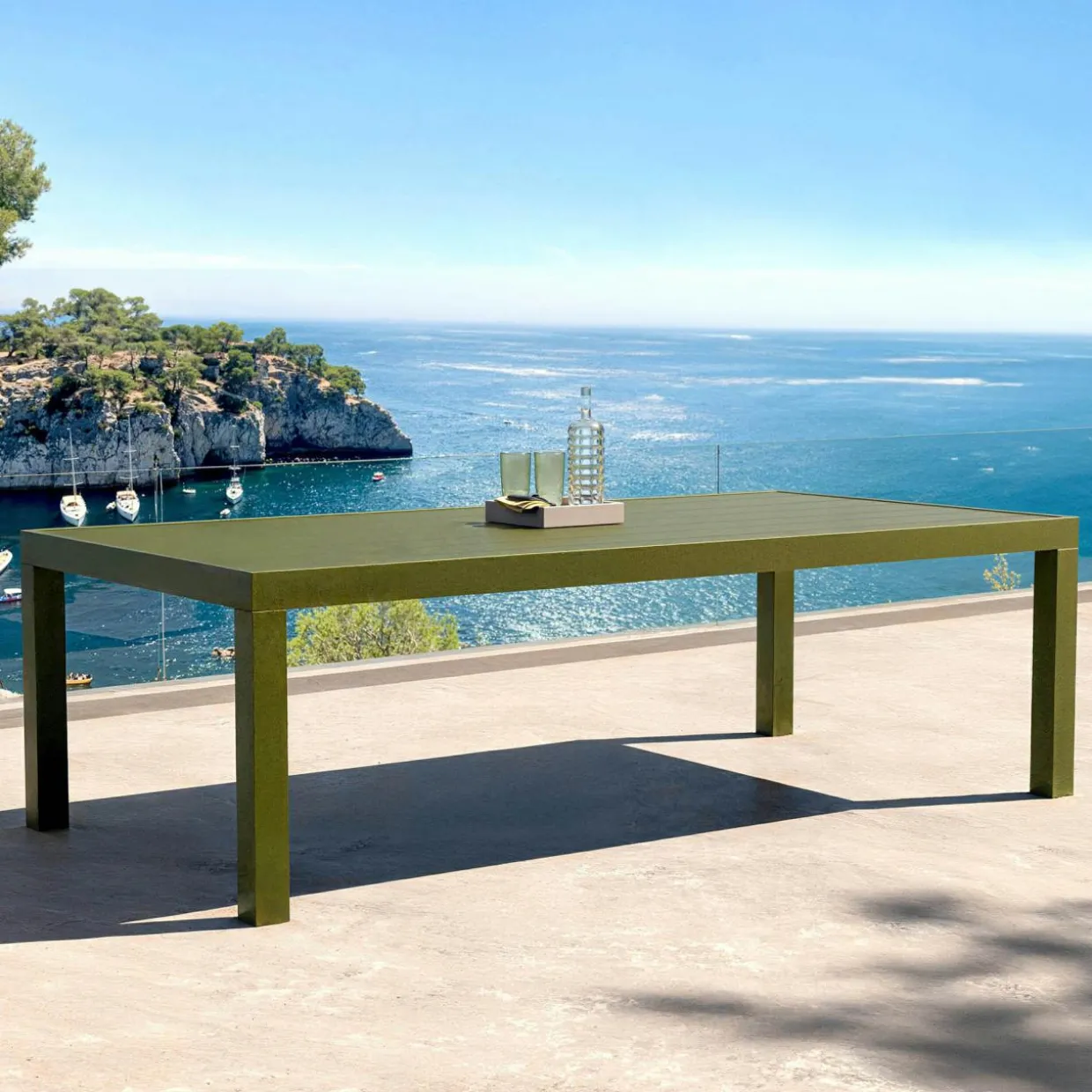 Table de jardin rectangulaire aluminium 10 places (240 x 120 cm) Murano Vert olive