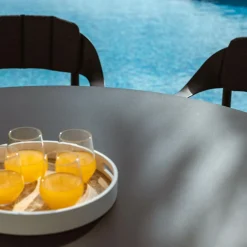 Table de jardin ronde en aluminium 8 places (D149 cm) Monte Carlo Gris anthracite