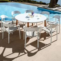 Table de jardin ronde en aluminium 8 places (D149 cm) Monte Carlo Blanc