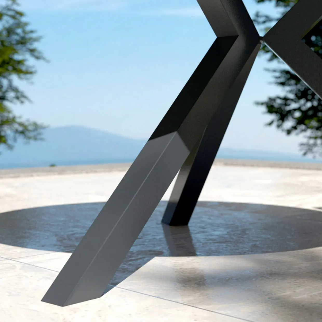 Table de jardin ronde en aluminium et céramique 6 places (D120 cm) Kore Gris anthracite