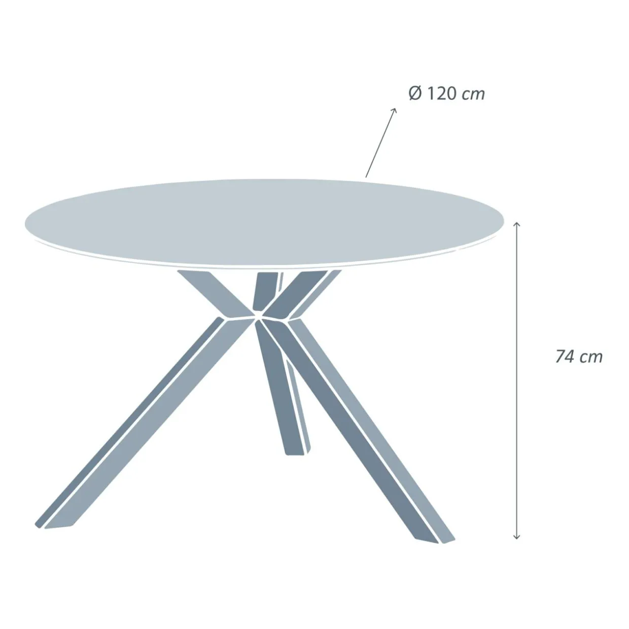 Table de jardin ronde en aluminium et céramique 6 places (D120 cm) Kore Gris anthracite