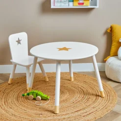 Table enfant bois (H44 cm) Stars Blanche