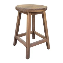 Tabouret rond bois (H45 cm) Davao Marron