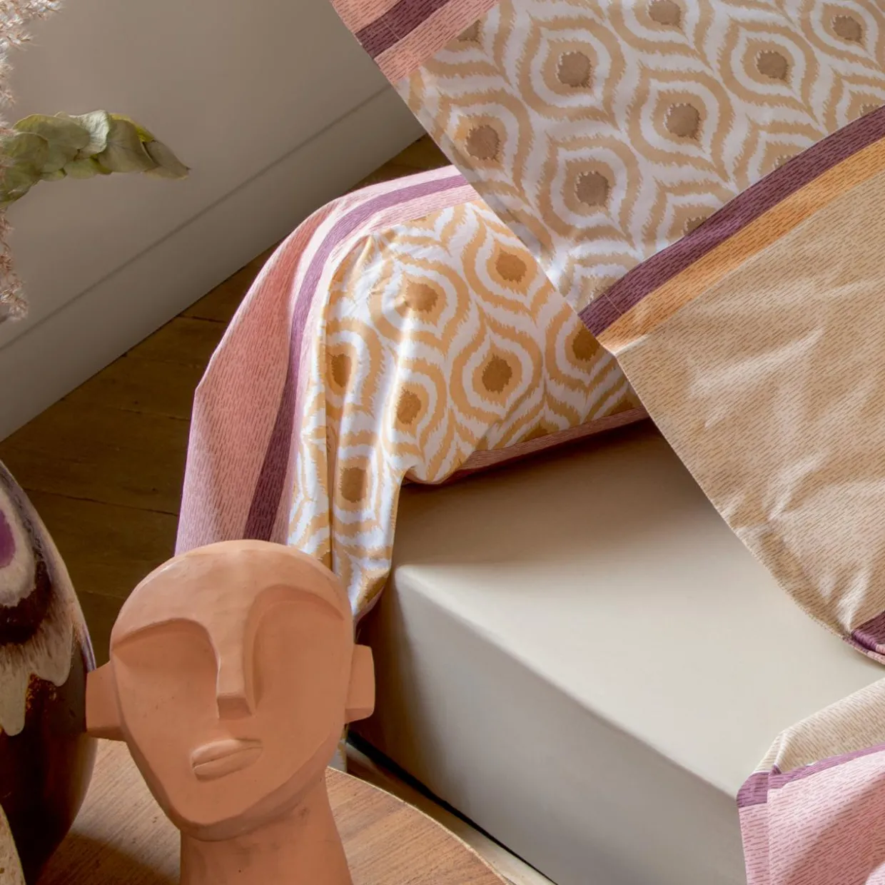 Taie de traversin coton (200 cm) Inouk Rose