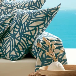 Taie de traversin coton lavé (200 cm) Serena Bleue