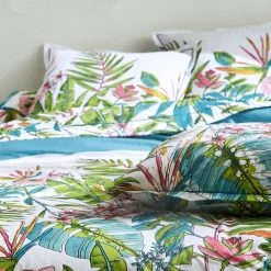 Taie de traversin coton (L200 cm) Sumatra Paon Multicolore