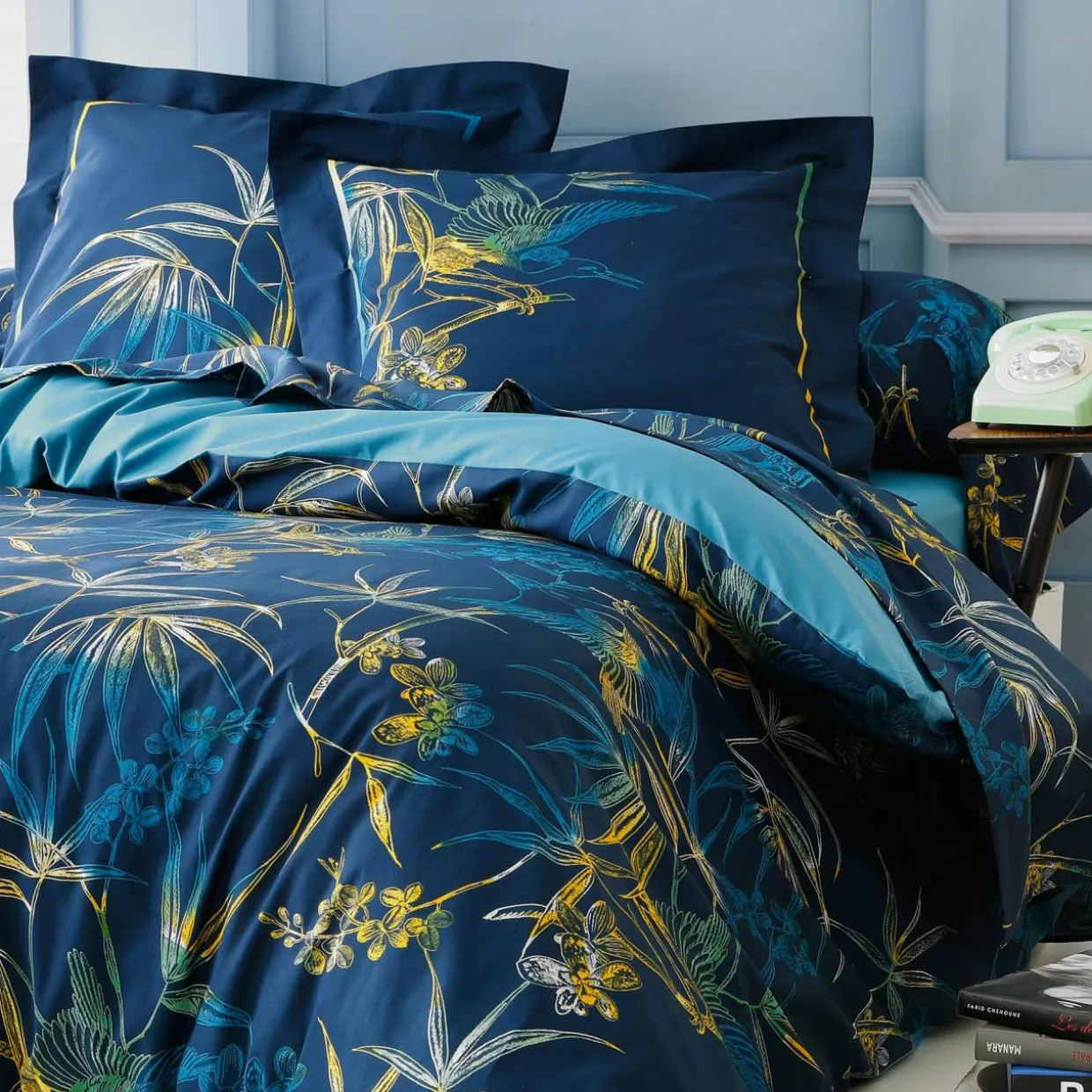 Taie de traversin coton (L200 cm)Kimono Bleue