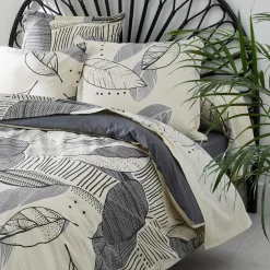 Taie de traversin coton lavé (L200 cm) Folio Grise