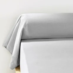 Taie de traversin flanelle de coton (L185 cm) Théa Gris clair