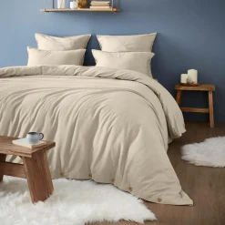 Taie de traversin flanelle de coton (L185 cm) Nina Beige