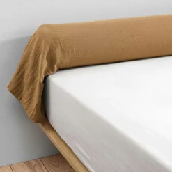 Taie de traversin gaze de coton (L185 cm) Gaïa Camel