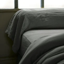 Taie de traversin gaze de coton (L185 cm) Gaïa Gris granit