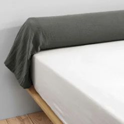 Taie de traversin gaze de coton (L185 cm) Gaïa Gris granit
