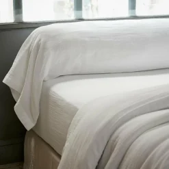 Taie de traversin gaze de coton (L185 cm) Gaïa Blanc chantilly