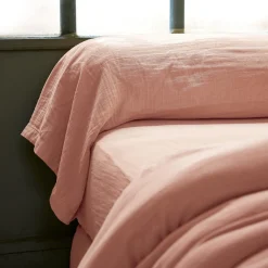 Taie de traversin gaze de coton (L185 cm) Gaïa Rose pêche