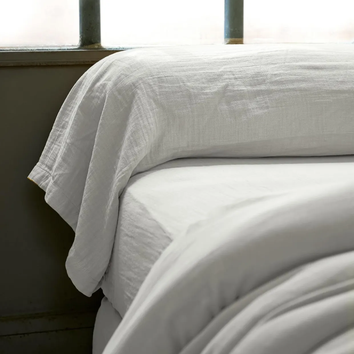 Taie de traversin gaze de coton (L185 cm) Gaïa Gris nuage