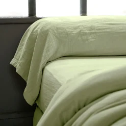 Taie de traversin gaze de coton (L185 cm) Gaïa Vert tilleul