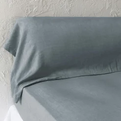 Taie de traversin lyocell Tencel™ lavé (27 x 185 cm) Olivia Bleu stone