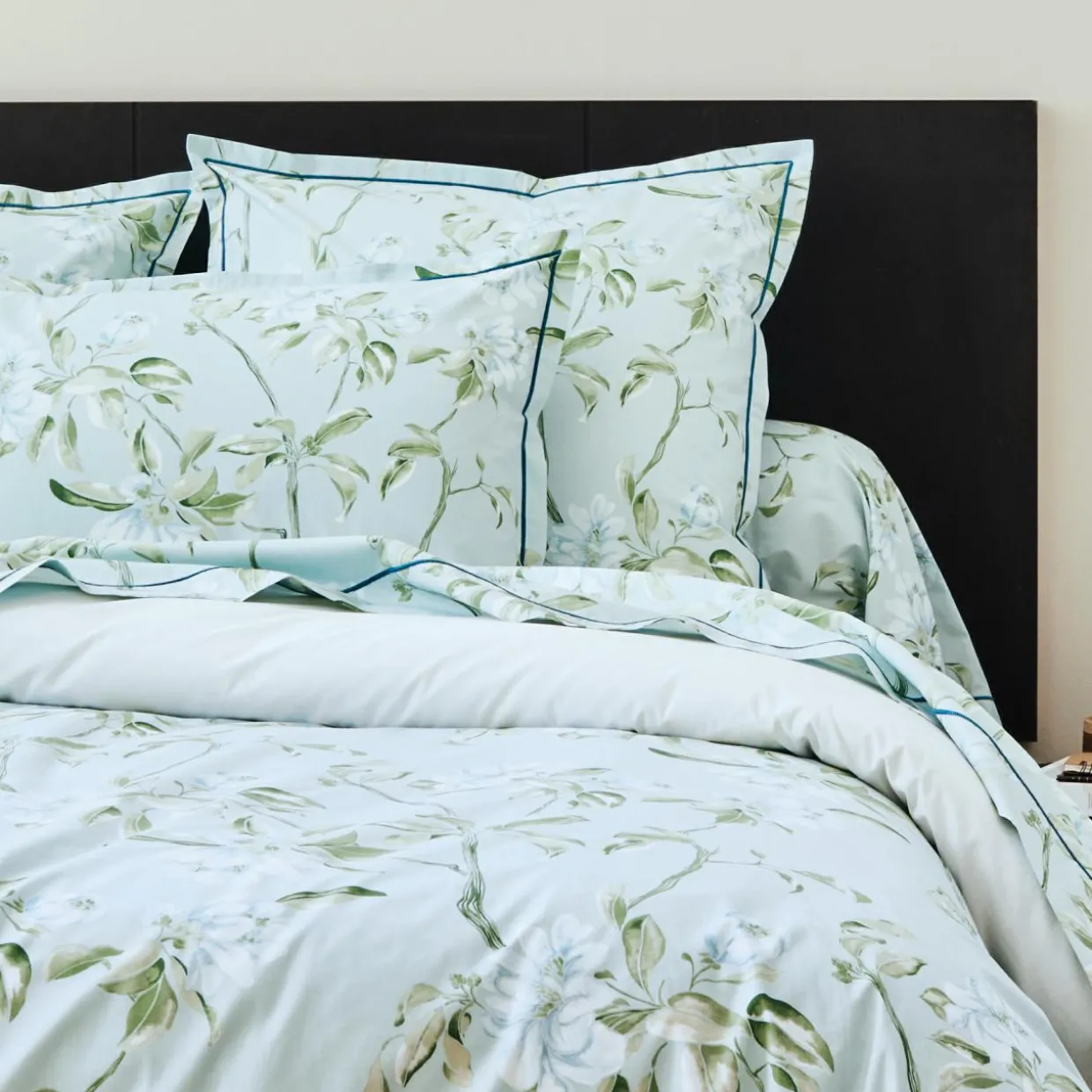 Taie de traversin percale de coton (L200 cm) Eléna Nil Verte