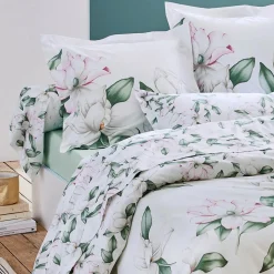 Taie de traversin percale de coton (L200 cm) Magnolia Vert sauge