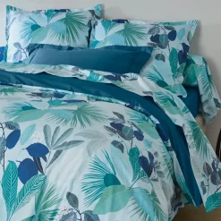 Taie de traversin percale de coton (L200 cm) Moorea Bleue