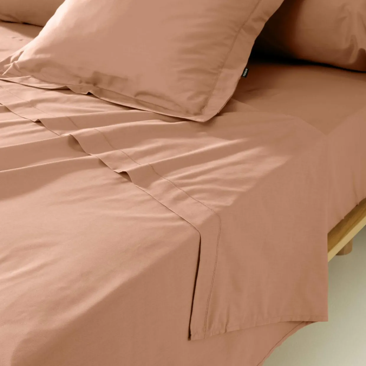 Taie de traversin percale de coton (L185 cm) Cali Rose pêche