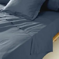Taie de traversin percale de coton (L185 cm) Cali Bleu marine