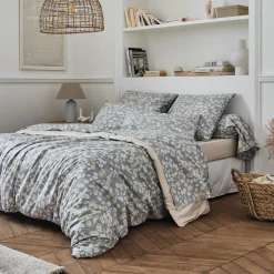 Taie de traversin percale de coton (L200 cm) Lison Grise