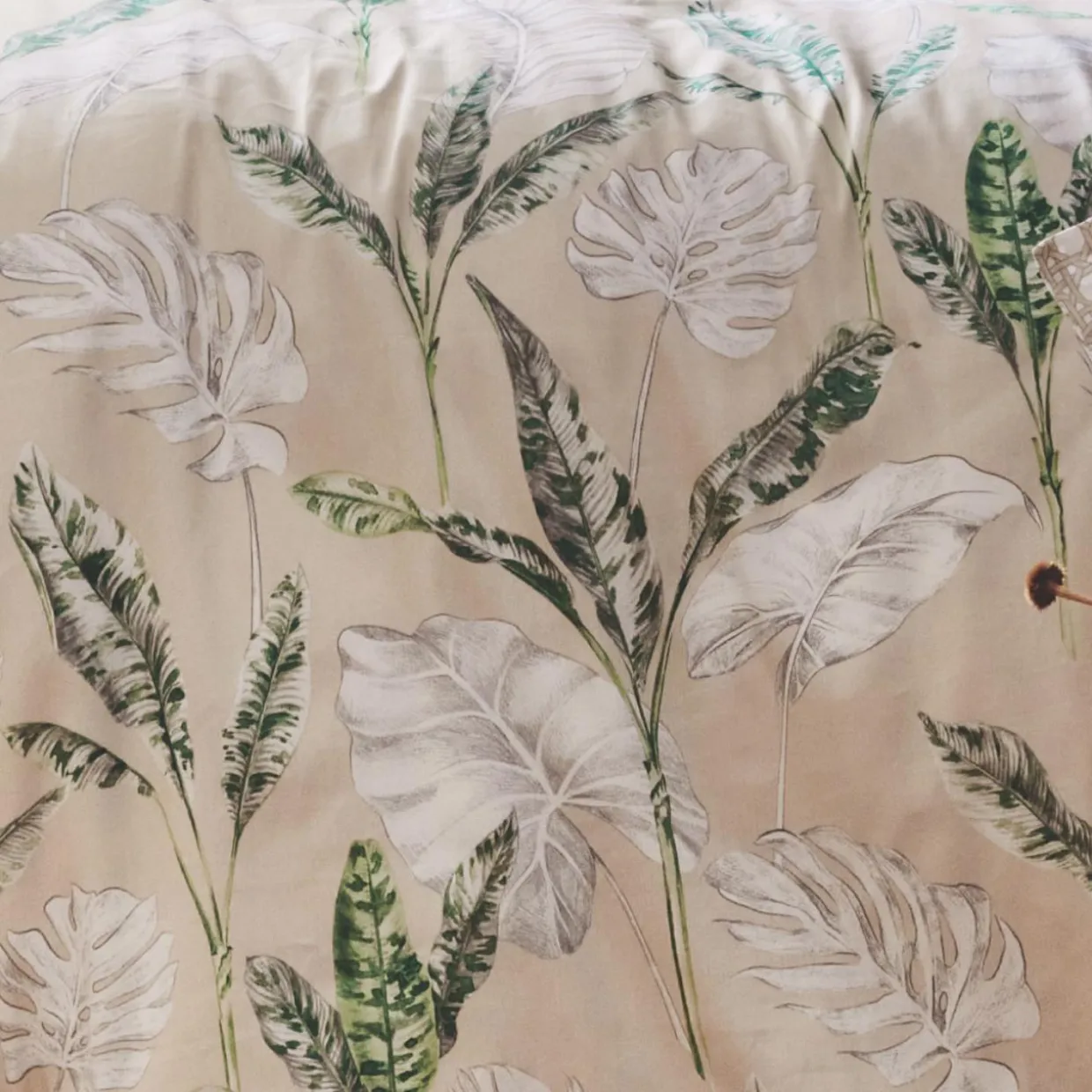 Taie de traversin satin de coton (L200 cm) Voyage Verte