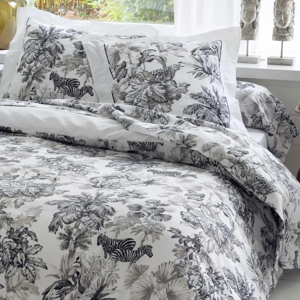 Taie de traversin satin de coton (L200 cm) Savane Noire