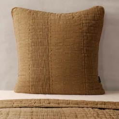 Taie d'oreiller carrée coton (60 x 60 cm) Lena Camel