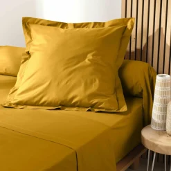 Taie d'oreiller carrée coton bio (63 x 63 cm) Biolina Jaune ocre