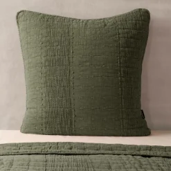 Taie d'oreiller carrée coton (60 x 60 cm) Lena Vert romarin