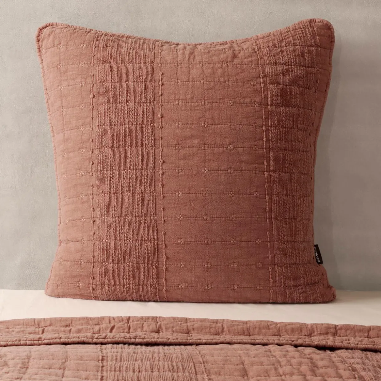 Taie d'oreiller carrée coton (60 x 60 cm) Lena Terracotta