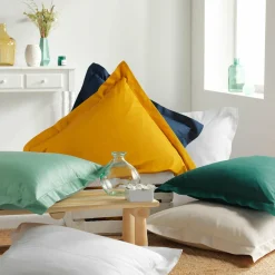 Taie d'oreiller carrée coton bio (63 x 63 cm) Biolina Vert émeraude