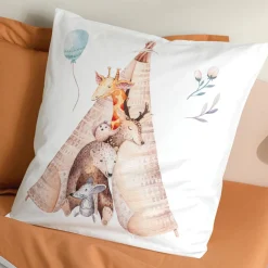 Taie d'oreiller carrée enfant percale de coton ( 65 x 65 cm) Tipi Multicolore